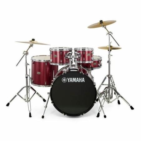 RYDEEN FUSION 20" + HARDWARE + CYMBALES BURGUNDY GLITTER YAMAHA sljmusic.com