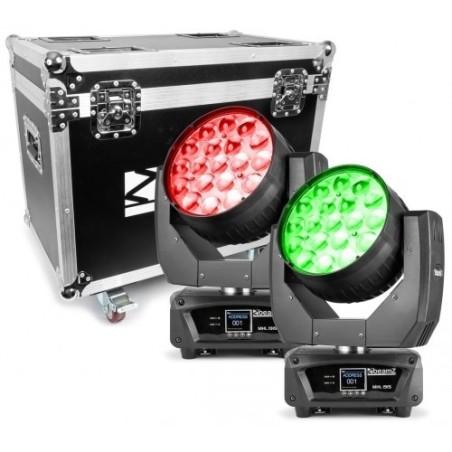 MHL1915 2 lyres LED zoom dans un flightcase BeamZ Professiona