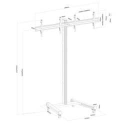 Support sur roulettes pour 2 écrans TV 43" - 49" Hauteur 240cm