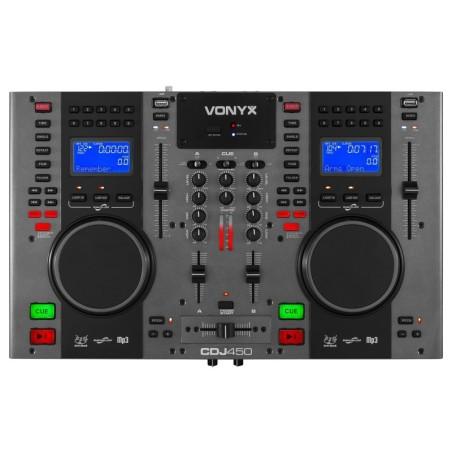 LECTEUR CD, DOUBLE À PLAT CD/MP3/USB/BT AVEC MIXEUR - CDJ450 SLJMUSIC.COM