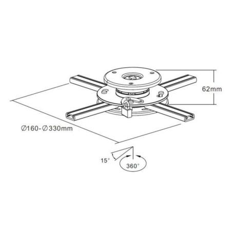 Support plafond vidéoprojecteur Hauteur 6cm Diamètre 16-33cm
