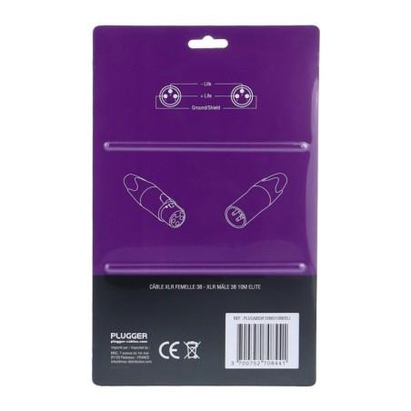 CÂBLE XLR FEMELLE 3B - XLR MÂLE 3B 0.60M ELITE PLUGGER