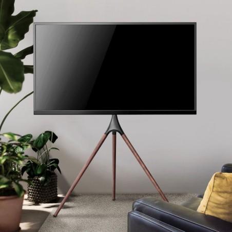 Support chevalet design scandinave pour TV 45"- 65" noir/noyer