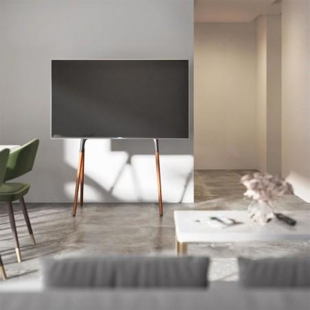 Support chevalet design scandinave pour TV 49"- 70" noir/noyer