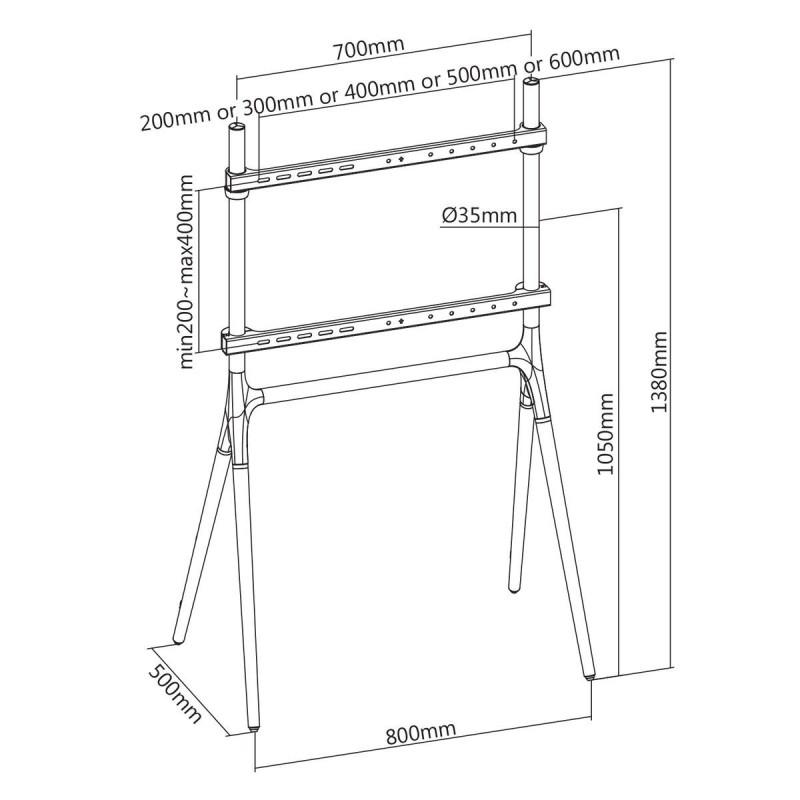 Support chevalet design scandinave pour TV 49"- 70" noir/noyer