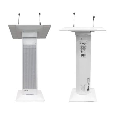 COLONNE PUPITRE AMPLIFIÉE BLANCHE DE 100W AVEC MICROPHONE