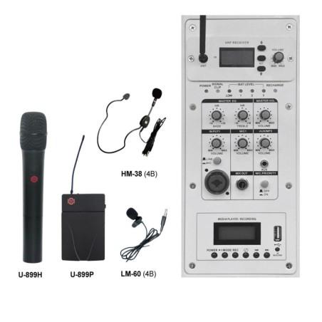 COLONNE PUPITRE AMPLIFIÉE BLANCHE DE 100W AVEC MICROPHONE