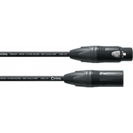 CABLE DMX 3 POINTS XLR MALE/FEMELLE 10M CORDIAL