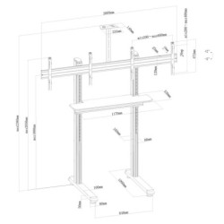 Support sur pieds visioconférence pour 2 écrans TV 45"-55" à poser