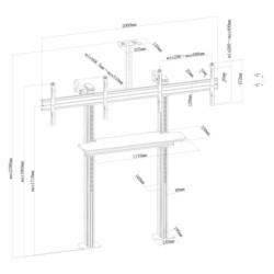 Support sur pieds visioconférence pour 2 écrans TV 45"-55" à visser