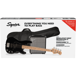 Affinity Series Precision Bass PJ Pack MN Black Gig Bag Rumble 15 Squier