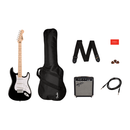 Squier Sonic Stratocaster Pack MN Black Gig Bag Squier