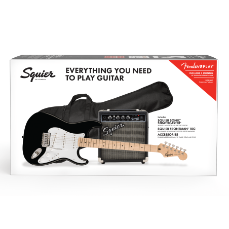 Squier Sonic Stratocaster Pack MN Black Gig Bag Squier