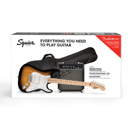 Squier Sonic Stratocaster Pack MN 2-Color Sunburst Gig Bag Squier