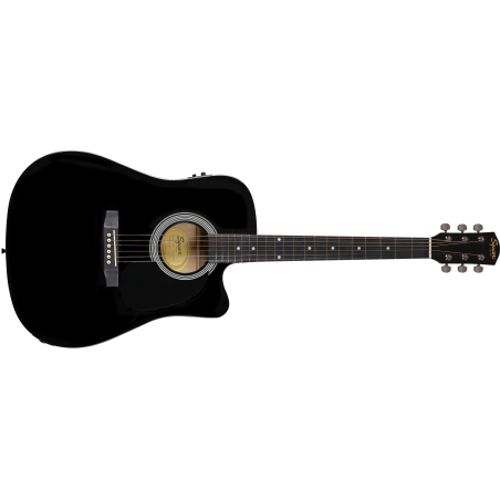 SA-105CE Dreadnought Cutaway Black Squier