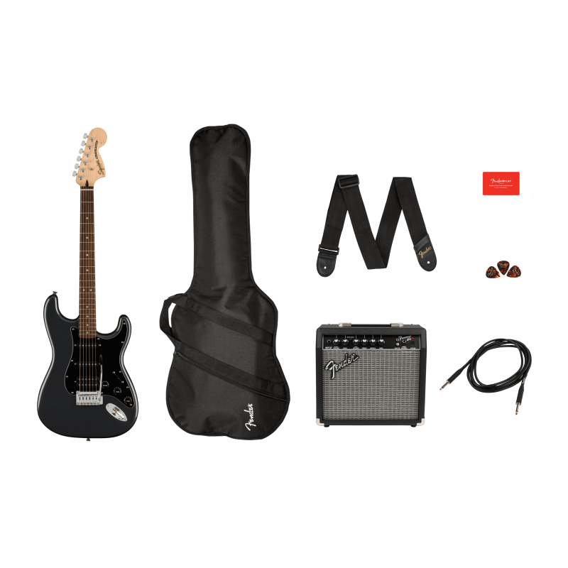 Affinity Series Stratocaster HSS Pack LRL Charcoal Frost Metallic Gig Bag Squier
