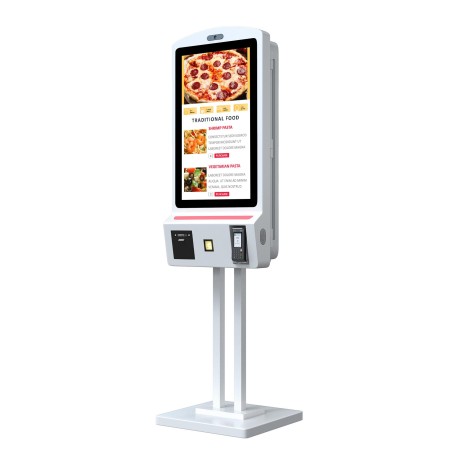 Borne de paiement 32" avec support TPE, avec lecteur QR code et imprimante