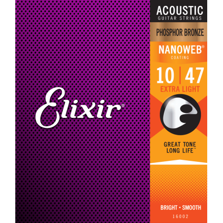 Elixir 16002 Nanoweb Phosphore Bronze Extra Light 10-47