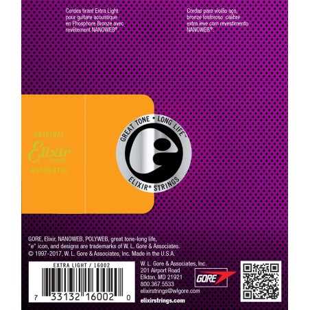 Elixir 16002 Nanoweb Phosphore Bronze Extra Light 10-47 sljmusic.com