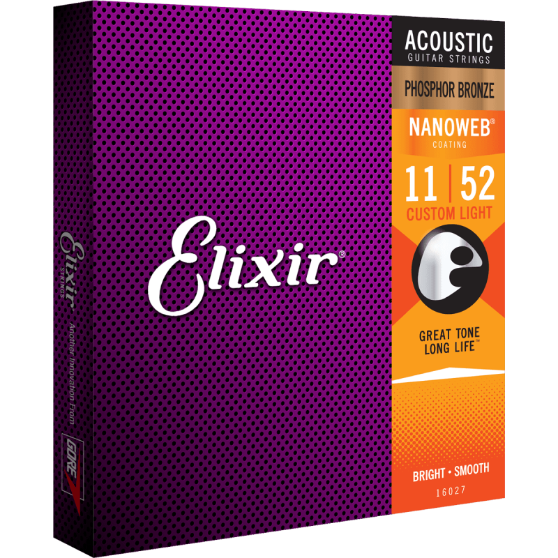 Elixir 16027 Nanoweb Phosphore Bronze Custom Light 11-52 sljmusic.com