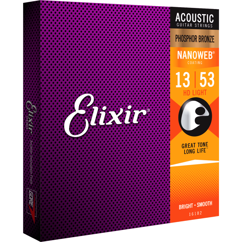 Elixir 16182 Nanoweb Phosphore Bronze HD Light 13-53 sljmusic.com