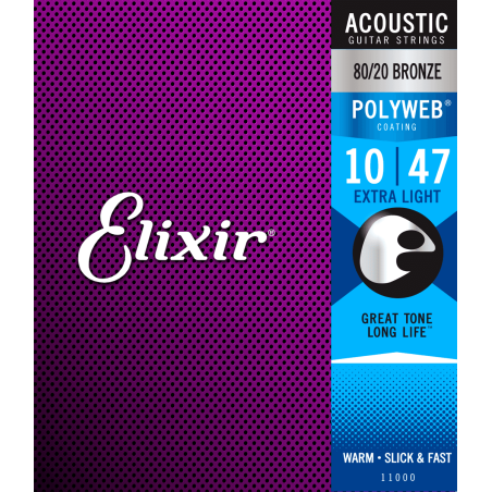 Elixir 11000 Polyweb Bronze 80/20 Extra Light 10-47