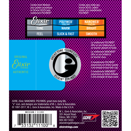 Elixir 11100 Polyweb Bronze 80/20 Medium 13-56 sljmusic.com