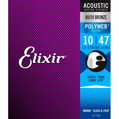 Elixir 11150 Polyweb Bronze 80/20 12 Cordes Light 10-47