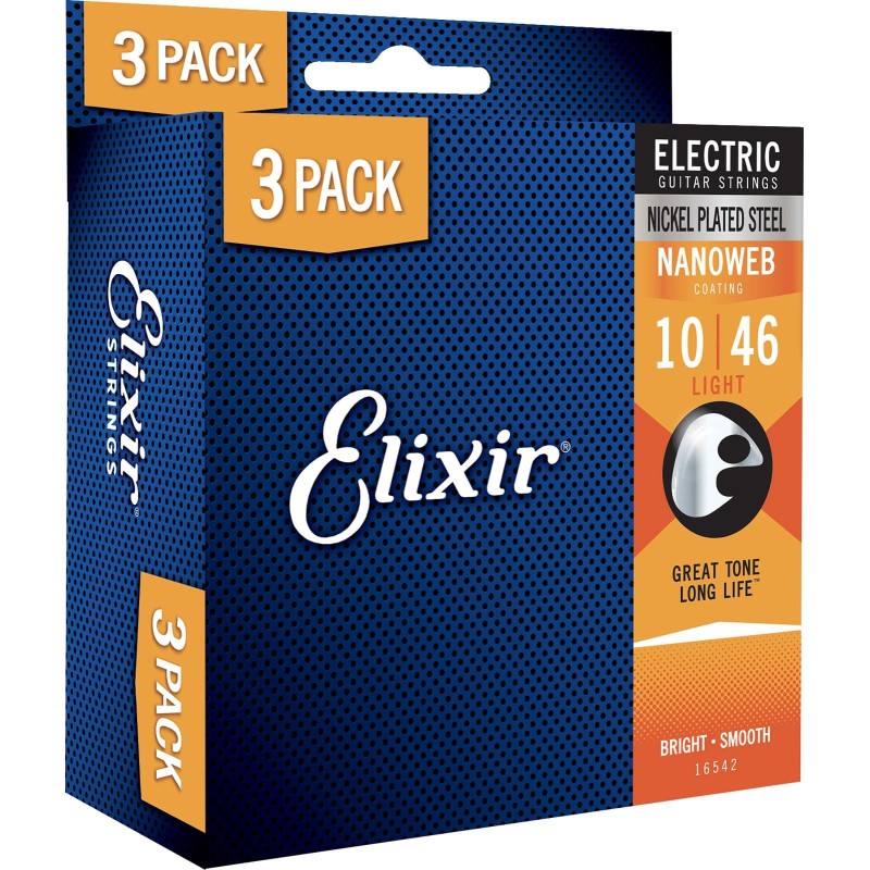 Elixir Pack de 3 jeux Electric Nanoweb 10-46 Light sljmusic.com