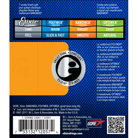 Elixir Electric Nanoweb 7 cordes Light 10-56 sljmusic.com