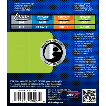 Elixir Electric Optiweb Custom Light 09-46 sljmusic.com