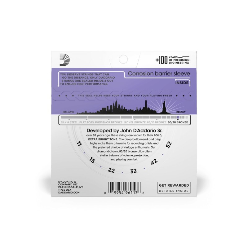 D'Addario Custom Light Acoustic Guitar Strings sljmusic.com
