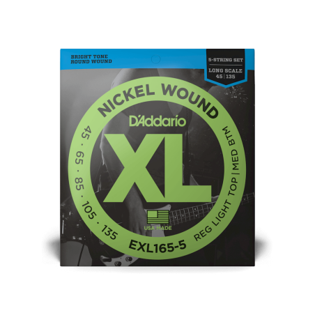D'Addario Regular Light Top/Medium Bottom Long Scale 5-String Bass Strings