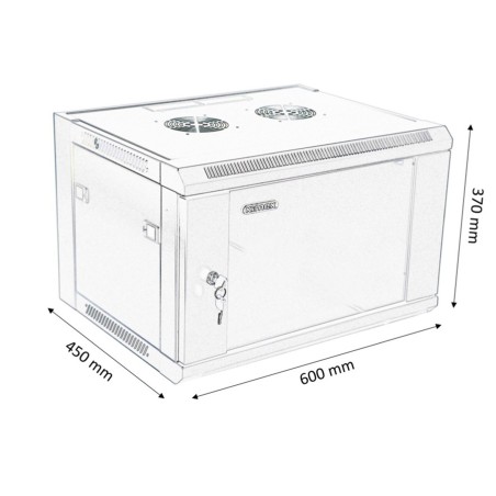 Rack mural 19´´, Largeur 600mm, Profondeur 450mm, Capacité 6U